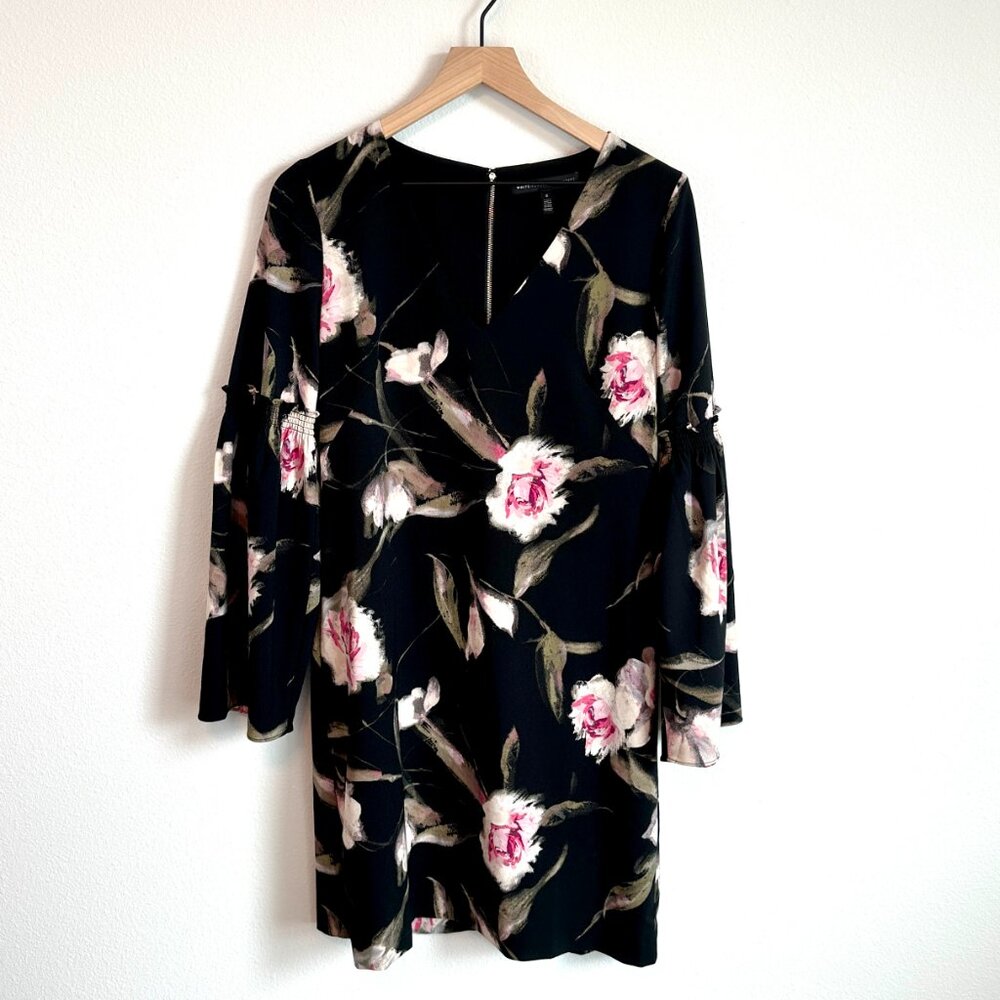 White House Black Market Bell Sleeve Floral Dress Size 6